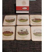 6 Famous British Golf Club Coasters 4.125&quot;  Square Pimpernel Acrylic Cor... - €6,83 EUR