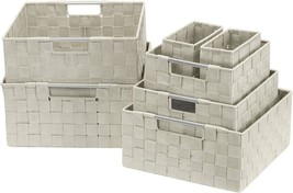 Sorbus Storage Box Woven Basket Bin Container Tote Cube Organizer Set, Beige). - $42.99