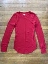 * old navy solid red waffle knit crew neck layer long sleeve shirt size ... - $5.94