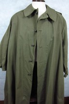 WWII VINTAGE NEW French Military Motorcycle OliveGreen Canvas Belted Overcoat XL - £136.68 GBP