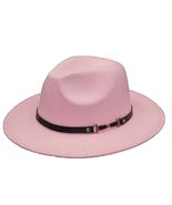 Light Pink Fedora Wide Brim Panama Cowboy Hat UNISEX - £32.83 GBP