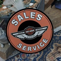 Vintage Harley Davidson Motorcycles Sales Service Porcelain Gas &amp; Oil Pump Sign - £116.73 GBP