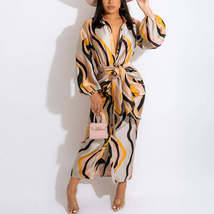 Abstract Wave Printed Button Down Shirt Dress - £40.05 GBP