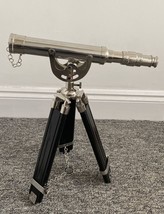 Marine Telescope Antique Brass with Black Wooden Tripod Stand Nautical D... - £47.12 GBP
