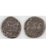 150 BC Romanzo Repubblica Ar Denario Decimius Flavus Roma Luna Biga S-86... - $211.16 CAD
