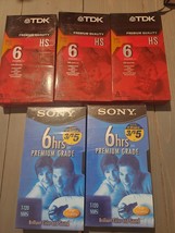 TDK T-120 PREMIUM VHS X3 Sony Premium X2 Blank Tapes (set of 5) brand new - $29.09