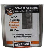 Simpson Strong-Tie T16N150FNB 1-1/2&quot; 16ga 316SS Straight Finish Nails 500ct - $41.44