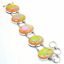 Orange Australian Triplet Opal Oval Shape Gemstone Bracelet Jewelry 7-8&quot; SA 497 - £10.54 GBP