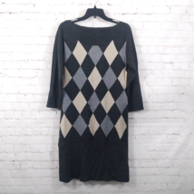 Connected Apparel Dress Womens Medium Gray Argyle Diamond Boatneck Sweater Knit - $24.99