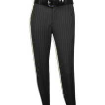 Men Suit BERLUSCONI Italian Wool 180's Pin Stripe One Button Peak UGS95-4 Black image 9