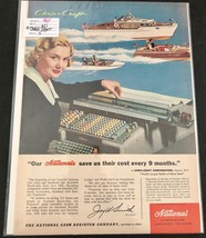 Vintage CHRIS CRAFT Boats &amp; National Cash Register Print Ad Art Poster - £4.41 GBP