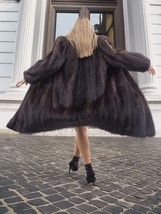 Two Tone Nutria Fur Coat Herringbone Design S P Fast Ship - $399.00