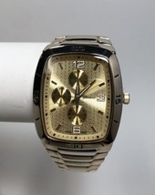 NEW Geneva 7491 Mens Gold Faux Chronograph Rectangle Quartz Bracelet Watch - £25.28 GBP