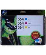 HP 564 INK CARTRIDGE SET Cyan/Magenta/Yellow + Photo Paper + Envelopes E... - $14.84