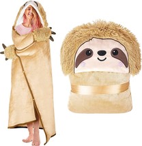 Sloth Wearable Hooded Blanket for Adults – Super Soft Warm Cozy Plush Flannel - £32.06 GBP