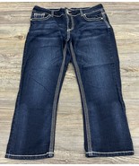 Maurices Capri Cropped Low Rise Blue Jeans Thick Stitch Size 5/6 Juniors - £11.19 GBP