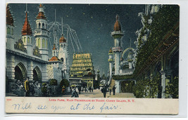 Luna Amusement Park at Night Main Promenade Coney Island New York 1906 postcard - £5.44 GBP