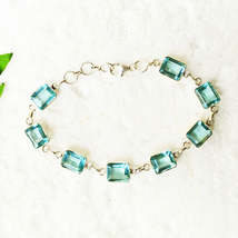 Awesome BLUE TOPAZ Gemstone Bracelet, Birthstone Bracelet, 925 Sterling Silver B - £37.85 GBP