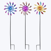 Metal Yard Art Garden Stake, Wind spinner 3 Ast. 39 inches each - $123.63