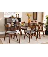 Venezia Light Gray Fabric Upholstered and Walnut Brown 5-Piece Dining Set - $467.00