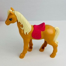 Mattel McDonalds Barbie Horse Animal 2015 Tawny Pink Saddle Blond Hair Pony - $7.61