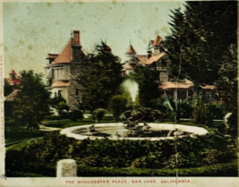 1908 Winchester Mansion Home in San Jose, California Fountain Ghost Postcard - £6.23 GBP