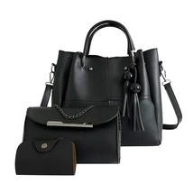 3pcs/set Fashion Women Handbag Beads Tel  Totes Bags Female PU Leather Girls Lar - £88.51 GBP