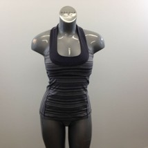 Lululemon Scoop Neck Tank Women&#39;s Size 6 Gray Striped Racerback Yoga Tank - £11.84 GBP