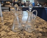 Heisey Glass Banded Flute Cruet set With Stoppers Clear 7&quot; - $29.70