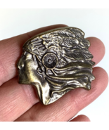 Vintage Brass Native American Indian Head Chief 1.75”W Belt Buckle for 1... - $14.00