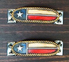 Set Of 2 Western Texas Lone Star Flag Drawer Cabinet Door Bar Pull Knobs... - $17.99