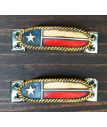 Set Of 2 Western Texas Lone Star Flag Drawer Cabinet Door Bar Pull Knobs... - $17.99