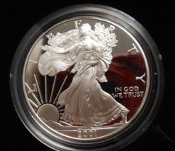 2001-W Proof Silver American Eagle 1 oz coin w/ box &amp; COA - £66.49 GBP