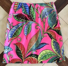 Vintage LINDA SEGAL Hi-Gloss Hot Pink Tropical Print Mini Skirt (8) - ru... - £19.27 GBP