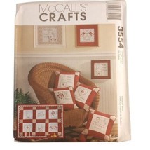 McCall&#39;s Crafts 3554 Pattern Redwork Wall Quilt Pillows Wallhanging Vintage UC - $14.21