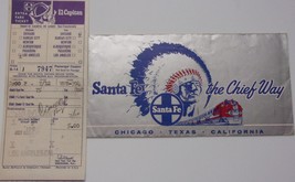 Vintage Santa Fe The Chief Way Extra Fare Ticket &amp; Envelope  - $3.99