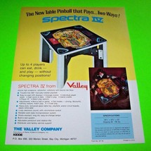 Valley SPECTRA IV Original 1978 Sitdown Pinball Machine Promo Flyer Vintage - £21.12 GBP