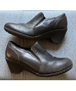 Born B.O.C. Womens 8 Clog Bootie Black Leather Block Wedge Heel Slip On ... - €29,99 EUR