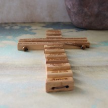 Our Father Prayer in French Engraved, Handmade Olive Wood Cross Wall Han... - £47.36 GBP