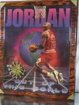 VTG Michael Jordan Starline Poster Wall Clock Lacquered Wood Out Of This World - £70.21 GBP