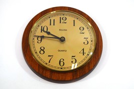 Bulova Quartz Wall Clock Wood Midcentury Style Battery Powered WORKS - £18.81 GBP