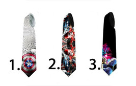Men necktie with Avengers Captain America Iron man and Marvels print  - £24.83 GBP