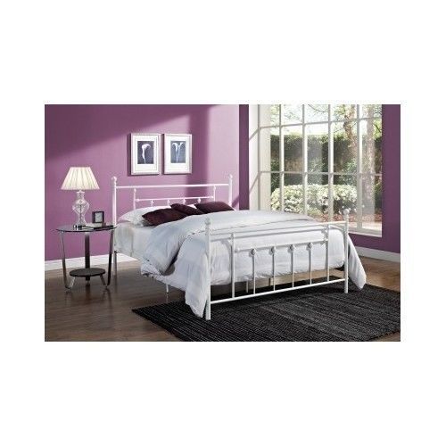 Full Size Bed Home Metal Frame White Bedroom Furniture Bedding - $186.12