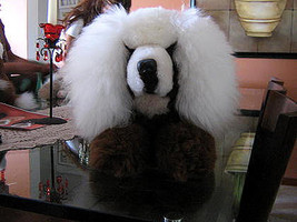 Dog handmade of pure Babyalpaca fur, soft toy figure - $70.00