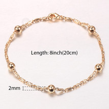 Women Basic 585 Rose Gold Color Ball Beaded Bracelet Gold Filled Satellite Link  - £10.31 GBP