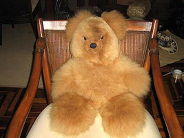 Brown fur teddy bear, made of alpaca fur, toy  - £139.88 GBP