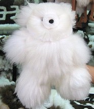 Fur Teddy Bear,white Babyalpaca fur, soft toy,figure  - £46.86 GBP