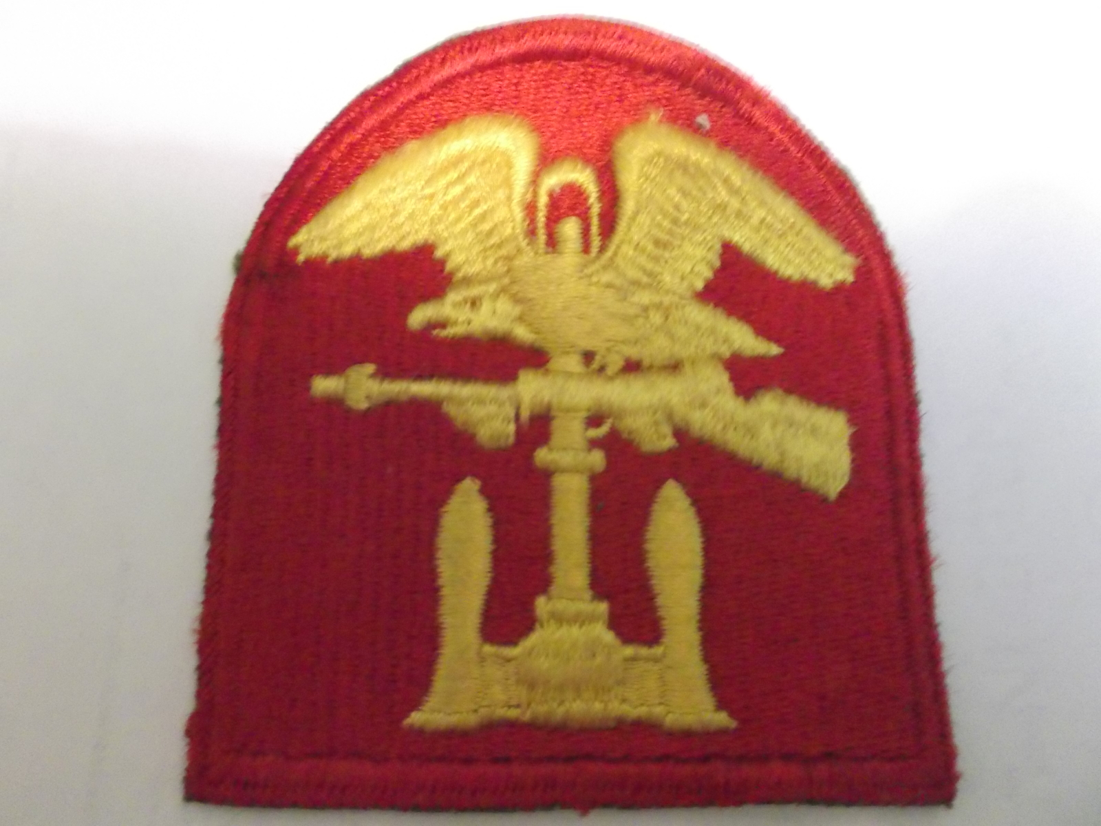 WWII Military Uniform Patch in Red with Gold Eagle and Rifle - $15.00