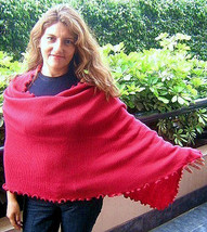Red shawl, wrap made of Alpaca Wool, scarf  - £61.69 GBP