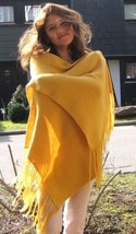 Yellow shawl, wrap made of  alpaca wool  - £88.58 GBP